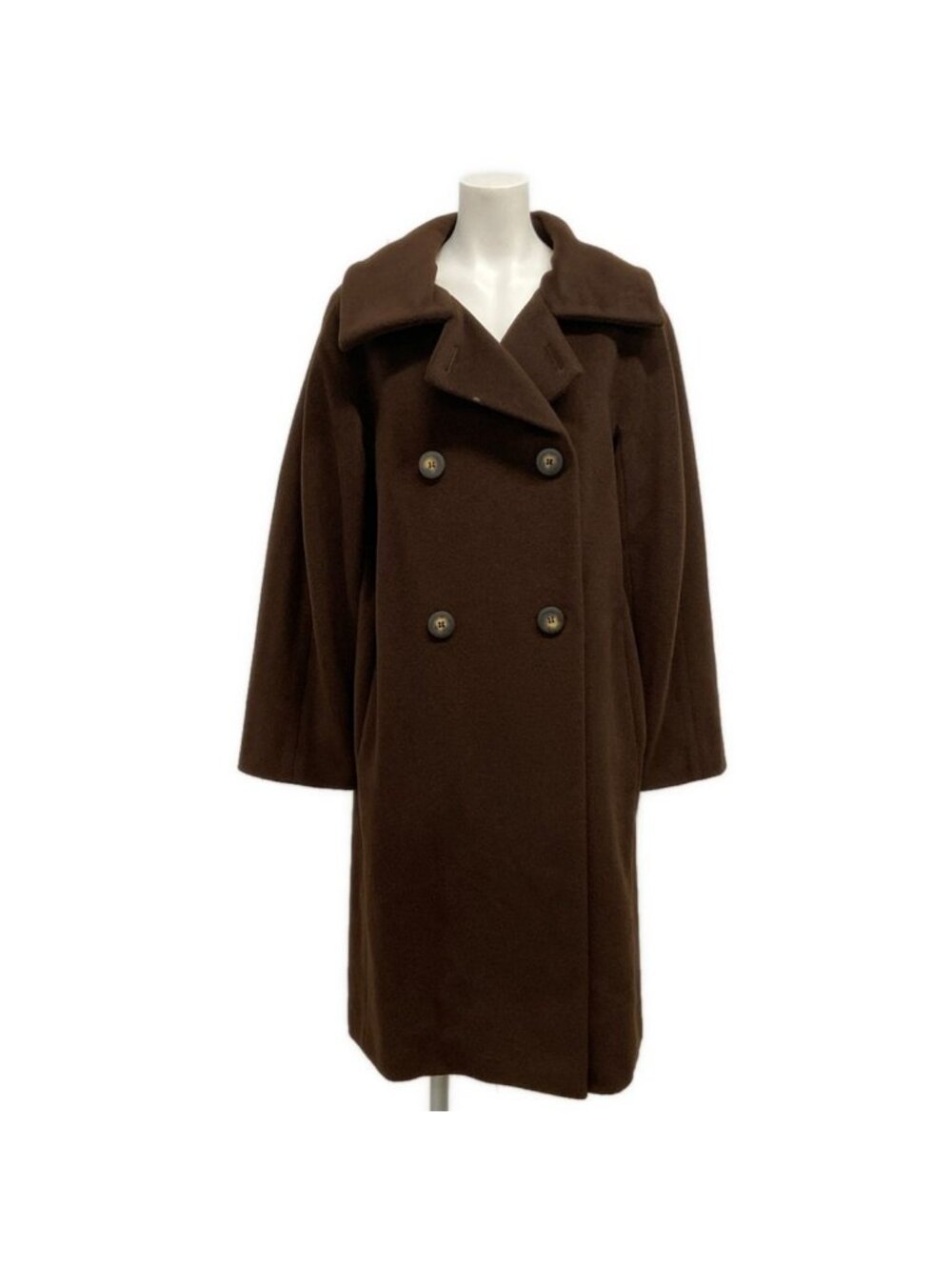 Max Mara Coat S Dark Brown Long Sleeve Winter Wool Cashmere 38